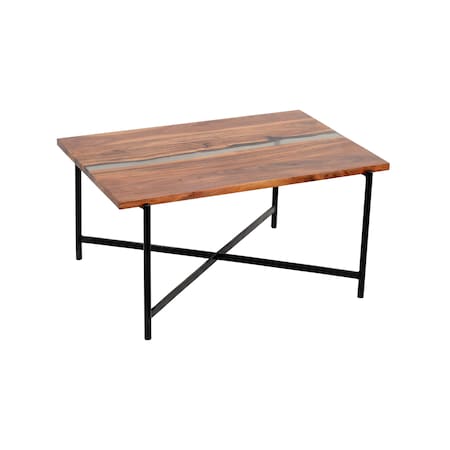 Alaterre Furniture Rivers Edge 36" Acacia Wood and Acrylic Coffee Table AWRE1320
